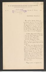 k.k. naturhistorisches Hofmuseum, Intendanzakten 1885-1896 (Hauer), Aktenzahl Z.182/1891, Seite 1
